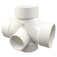 Double Sanitary Tee with 90° Inlet Hub - PVC DWV, 4835-9 Double Sanitary Tee with 90° Inlet Hub - PVC DWV, 4835-9