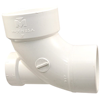 90° Elbow with Low Heel Inlet Spg x Hub - PVC DWV, 4861-2-LH