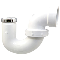 P-Trap with Union Joint Hub x SJ with Chrome Nut - PVC DWV, 4892-C P-Trap with Union Joint Hub x SJ with Chrome Nut - PVC DWV, 4892-C