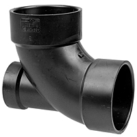90° Elbow with Low Heel Inlet Hub x Hub x Hub - ABS DWV, 5861-LH