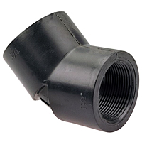 Thread 45° Elbow FPT x FPT - Black Polypropylene Schedule 80, 6106-3-3 Thread 45° Elbow FPT x FPT - Black Polypropylene Schedule 80, 6106-3-3