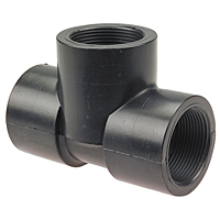 Thread Tee FPT x FPT x FPT - Black Polypropylene Schedule 80, 6112-3-3 Thread Tee FPT x FPT x FPT - Black Polypropylene Schedule 80, 6112-3-3