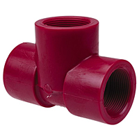 Thread Tee FPT x FPT x FPT - Kynar® Red PVDF Schedule 80, 6512-3-3