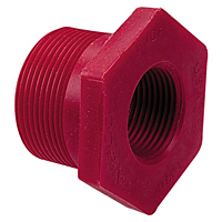 Flush Thread Reducer Bushing MPT x FPT - Kynar® Red PVDF Schedule 80, 6518-3-4 Flush Thread Reducer Bushing MPT x FPT - Kynar® Red PVDF Schedule 80, 6518-3-4