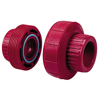 FKM Threaded Union FPT x FPT Kynar® Red PVDF Schedule 80, 6533-3-3