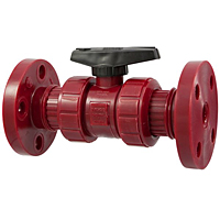 Ball Valve - Model C, Flanged, Tru-Bloc® True Union, Kynar® Red PVDF Schedule 80, EPDM, F65TB-E