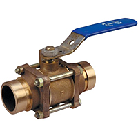 Three-Piece Bronze Ball Valve - Grooved Ends, Stainless Steel Trim, G-590-Y-66 Three-Piece Bronze Ball Valve - Grooved Ends, Stainless Steel Trim, G-590-Y-66