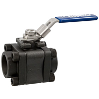 Three-Piece Carbon Steel Ball Valve - Fire Safe, Socket Weld ISO Mount End, KM-590-CS-R-66-FS-LL