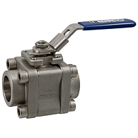 Three-Piece Stainless Steel Ball Valve - Socket Weld ISO Mount, KM-590-S6-R-66-FS-LL