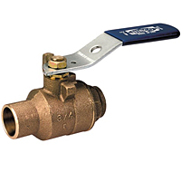 Two-Piece Bronze Ball Valve - Stainless Steel Trim, Solder Ends, S-580-70-66