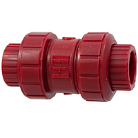 Ball Check Valve - Threaded, True Union, Kynar® Red PVDF Schedule 80, FKM, T65BC-V