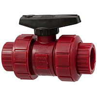 Ball Valve - Model C, Threaded, Tru-Bloc® True Union, Kynar® Red PVDF Schedule 80, EPDM, T65TB-E