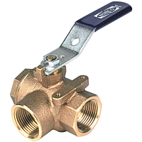 Two-Piece Bronze Ball Valve - Three-Way, Full Port, Threaded, T-585-70-66-W3
