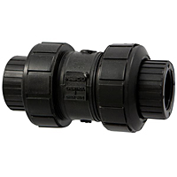 Ball Check Valve - Threaded, True Union, Black PP, EPDM, T61BC-E