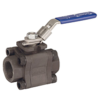 Three-Piece Carbon Steel Ball Valve - Fire Safe, Threaded ISO Mount End, TM-590-CS-R-66-FS-LL