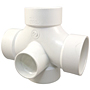 Double Sanitary Tee with Two 90° Inlets Hub - PVC DWV, 4835-9-9