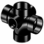 Double Sanitary Tee with Two 90° Inlets Hub - ABS DWV, 5835-9-9