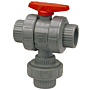 Ball Valve - Threaded, True Union, 3-Way 2-Position (Diverter), Corzan® CPVC Schedule 80, EPDM, T51D2-E Ball Valve - Threaded, True Union, 3-Way 2-Position (Diverter), Corzan® CPVC Schedule 80, EPDM, T51D2-E