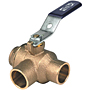 Two-Piece Bronze Ball Valve - Three-Way, Full Port, Solder, S-585-70-66-W3 Two-Piece Bronze Ball Valve - Three-Way, Full Port, Solder, S-585-70-66-W3