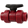 Ball Valve - Model C, Threaded, Tru-Bloc® True Union, Kynar® Red PVDF Schedule 80, EPDM, T65TB-E Ball Valve - Model C, Threaded, Tru-Bloc® True Union, Kynar® Red PVDF Schedule 80, EPDM, T65TB-E